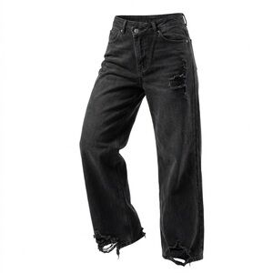 Forever 21 Black Cross-Buckle Straight-Leg Jeans | Size 26